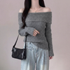 Korean Off-Shoulder Draped Cotton Sweater Top NS622