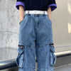 Trendy Casual Straight Wide-Leg Cargo Jeans NS395