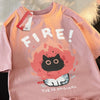 "FIRE" Kitten Graphic Tee Shirt NS783