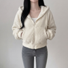 Korean Crop Zip-Up Wool Hoodie NS345