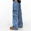 Trendy Casual Straight Wide-Leg Cargo Jeans NS395