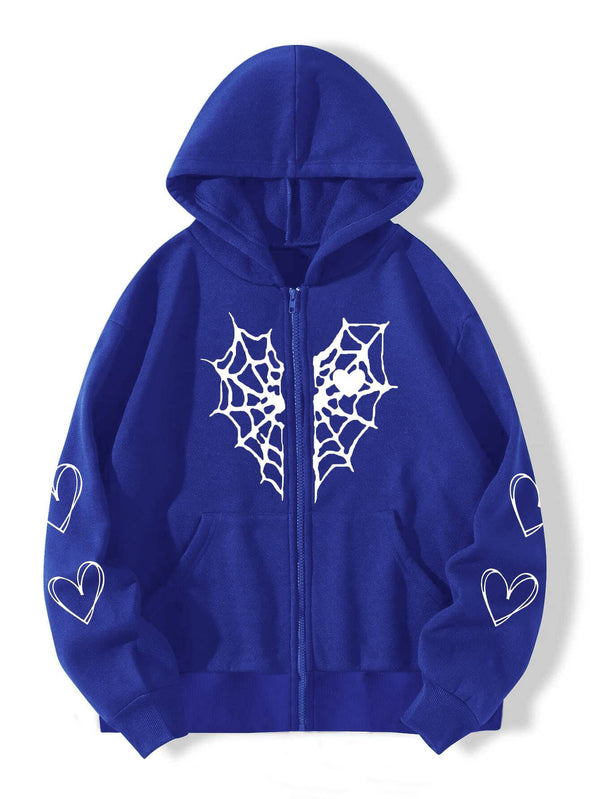 Spider Web Love Zip-up Hoodie Oversized NS512
