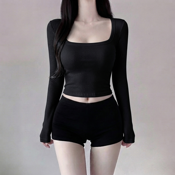Slim Fit Crop Long Sleeve Top NS2273