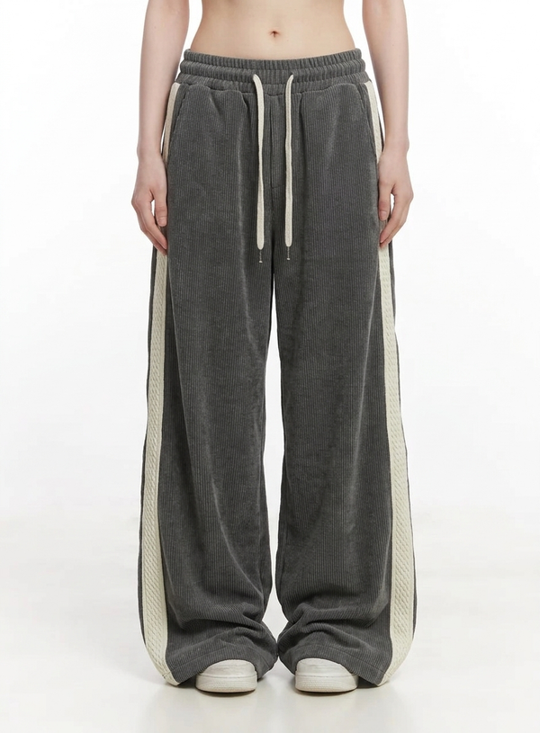Light Corduroy Casual Straight Striped Sweatpants NS884