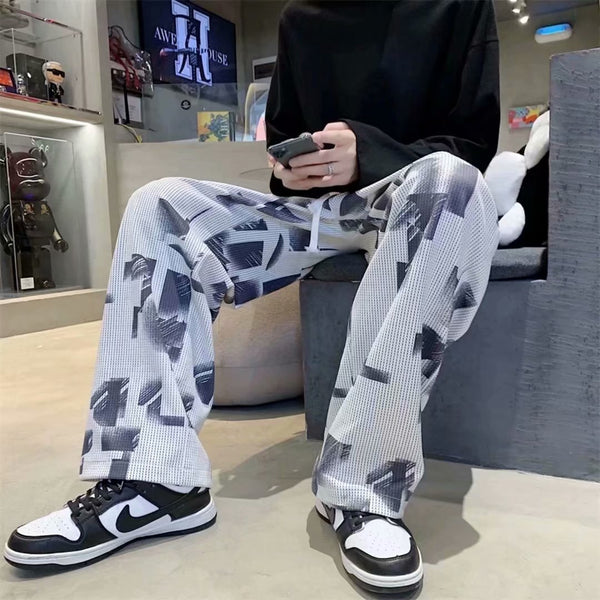 Tie Dyed Pleated Graphic Pants NS1233