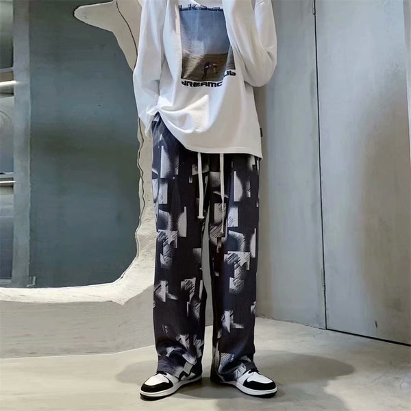 Tie Dyed Pleated Graphic Pants NS1233