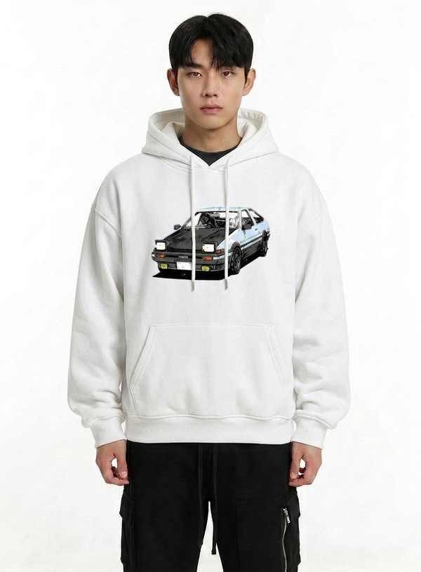 Retro Car Graphic Print Oversized Hoodie NS156