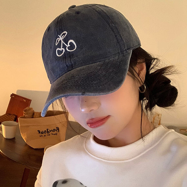 Cherry Distressed Baseball Cap NS118