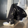 Vintage Black Drawstring Baggy Straight Pants NS557