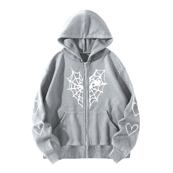 Spider Web Love Zip-up Hoodie Oversized NS512