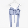 Korean Lace-Up Off-Shoulder Slim Crop Long Sleeve Top NS174