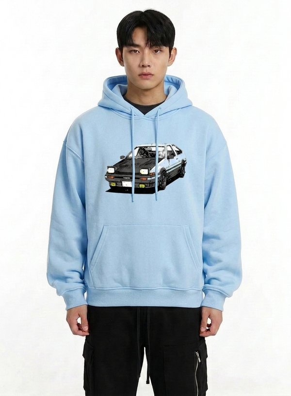 Retro Car Graphic Print Oversized Hoodie NS156