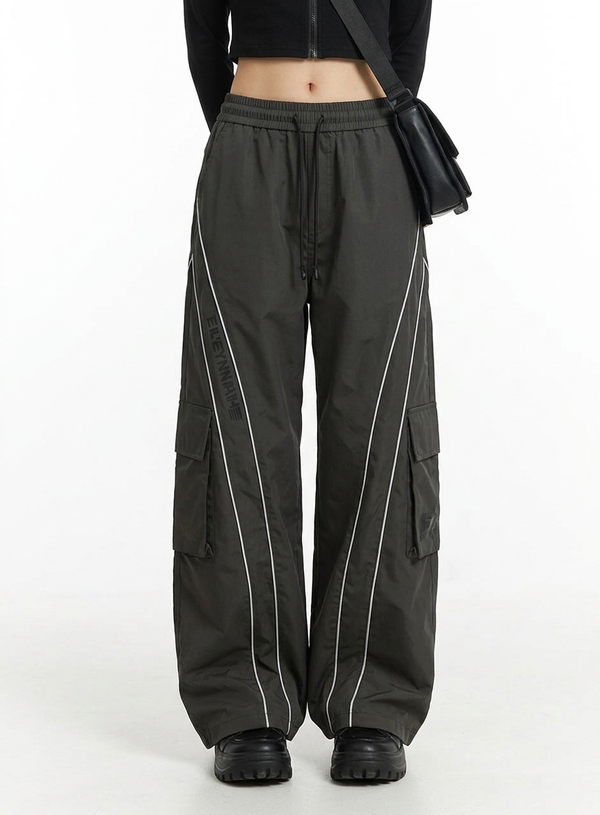 High Waist Vintage Cargo Track Pants NS491
