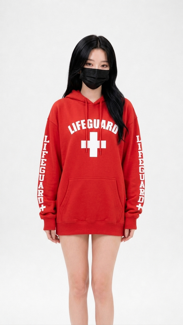 Lifeguard Graphic Oversized Pullover Hoodie NS713