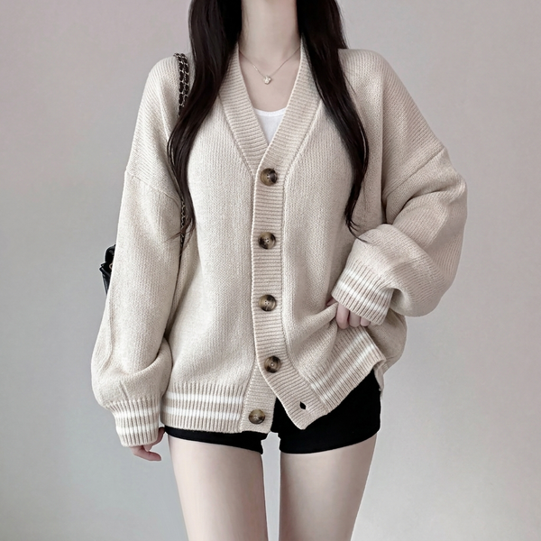 Korean Striped Winter Button Cardigan NS970