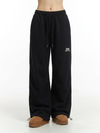 Retro High Waist Ruffle Wide Leg Drawstring Pants NS486