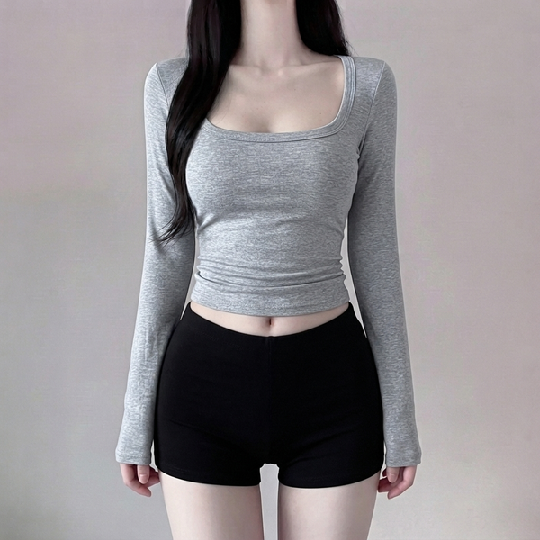 Slim Fit Crop Long Sleeve Top NS2273