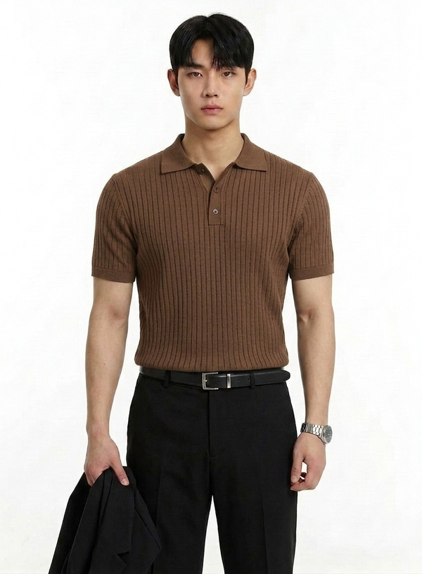 Quarter-Button Collared Polo Shirt NS124