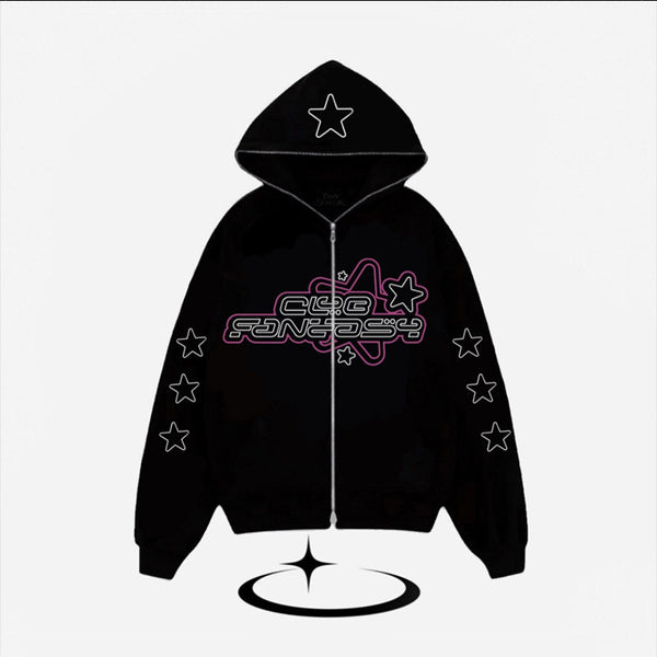 Y2K Acubi Star Graphic Zip Hoodie NS187