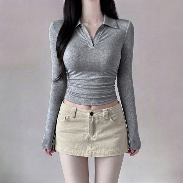 Slim Fit Collared Long Sleeve Shirt NS2274