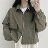 Crop Double Zipper Bomber Jacket NS814