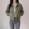 Korean Crop Double Zipper Bomber Jacket NS814