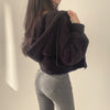 Crop Zip-Up Wool Hoodie NS345