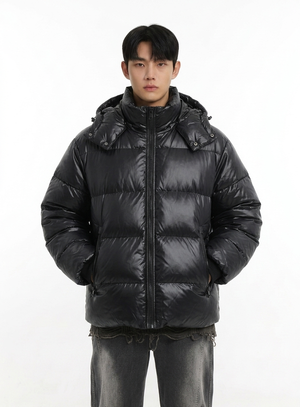 Black Gloss Down Duck Winter Jacket/Parka NS423