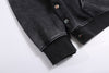 Graphic Black Washed Oversized Zip-up Hoodie NS620
