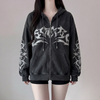 Flame Web Gothic Zip-Up Oversized Hoodie NS356