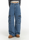 Trendy Casual Straight Wide-Leg Cargo Jeans NS395