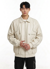 Retro Oversized PU Leather Lapel Zip Jacket NS867