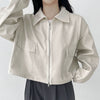 Crop Double Zipper Bomber Jacket NS814
