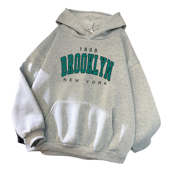 "1898 Brooklyn" Heavyweight Graphic Oversized Hoodie NS374