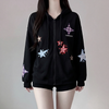 Star Patch Embroidered Zip Oversized Sweatshirt NS318