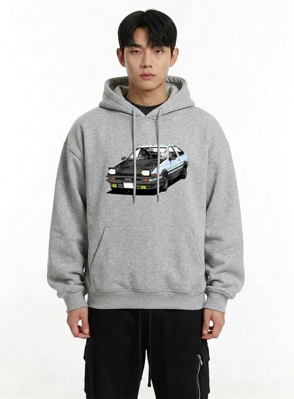 Retro Car Graphic Print Oversized Hoodie NS156