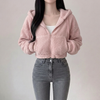 Korean Crop Zip-Up Wool Hoodie NS345