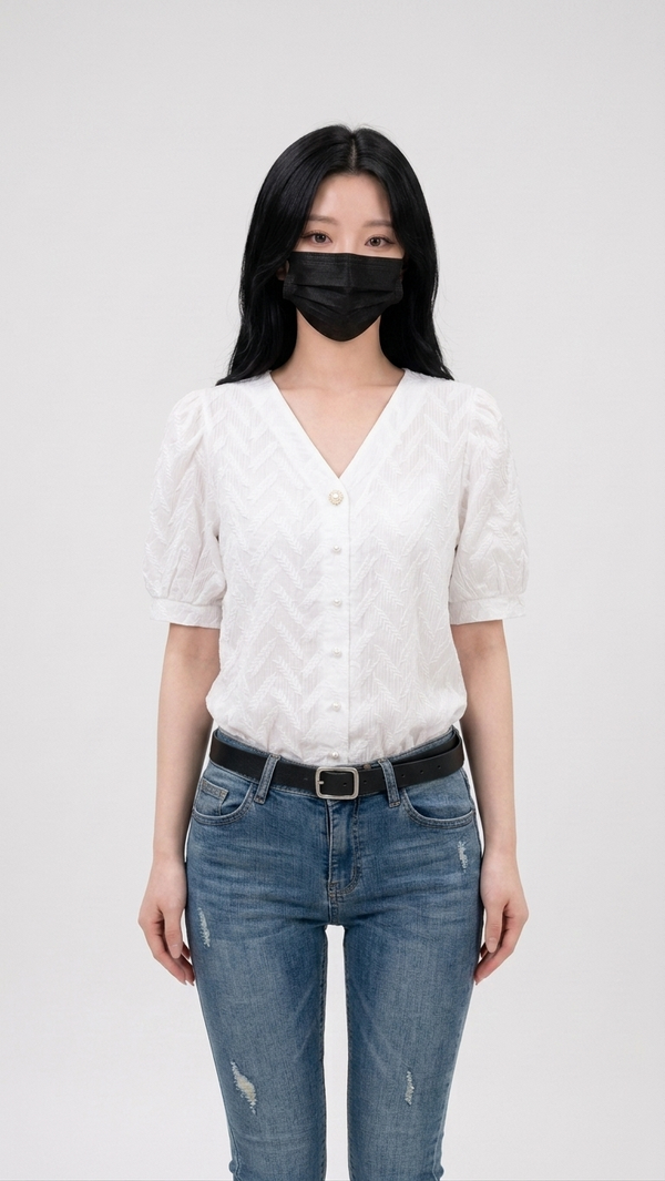 Korean Embroidered Puff Sleeve Cotton Blouse NS615