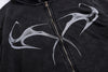 Graphic Black Washed Oversized Zip-up Hoodie NS620