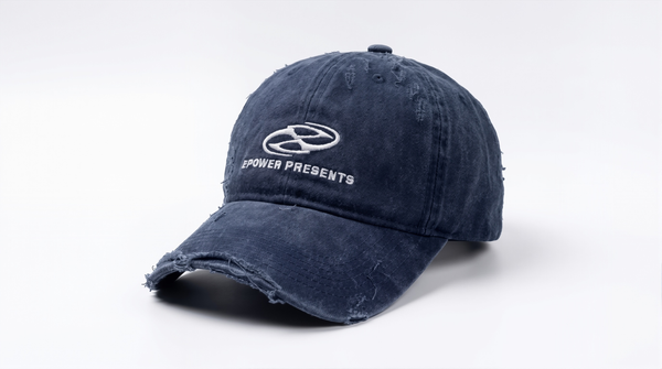 "EPOWER" Washed Distressed Denim Baseball Cap NS217