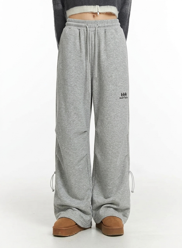 Retro High Waist Ruffle Wide Leg Drawstring Pants NS486