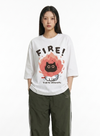 "FIRE" Kitten Graphic Tee Shirt NS783