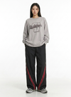 Baggy Wide-Leg V-Striped Sweatpants NS629