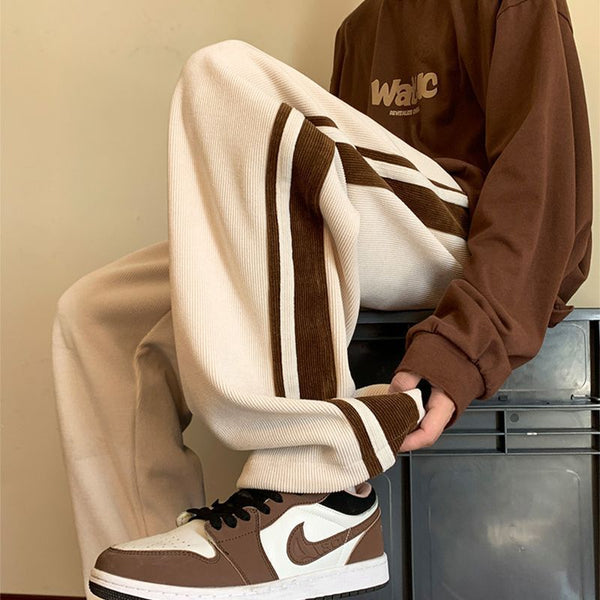 Corduroy Striped Wide-Leg Sweatpants NS540