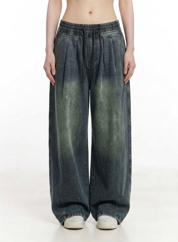 Baggy Wide Leg Denim Sweatpants NS483