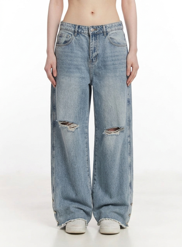 Baggy Distressed Ripped Denim Jeans NS610