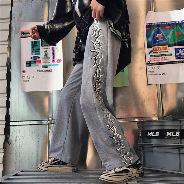 White Thorns Baggy Wide-Leg Sweapants NS528