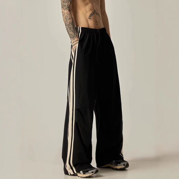 Baggy Wide-Leg Striped Track Pants NS775
