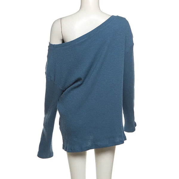 Ink-Wash Print Off-Shoulder Long Sleeve Top NS2282