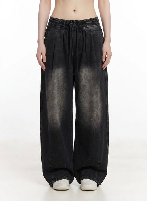 Baggy Wide Leg Denim Sweatpants NS483